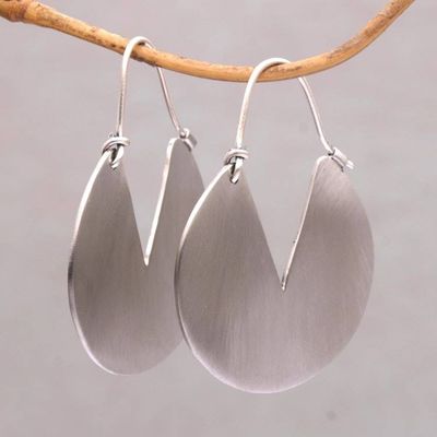 Alternate image for Modern Flat Sterling Silver Plated Brass Hoop Earrings Resourceful