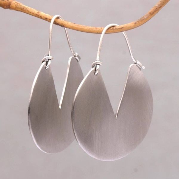 Alternate image for Modern Flat Sterling Silver Plated Brass Hoop Earrings Resourceful