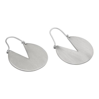 Alternate image for Modern Flat Sterling Silver Plated Brass Hoop Earrings Resourceful