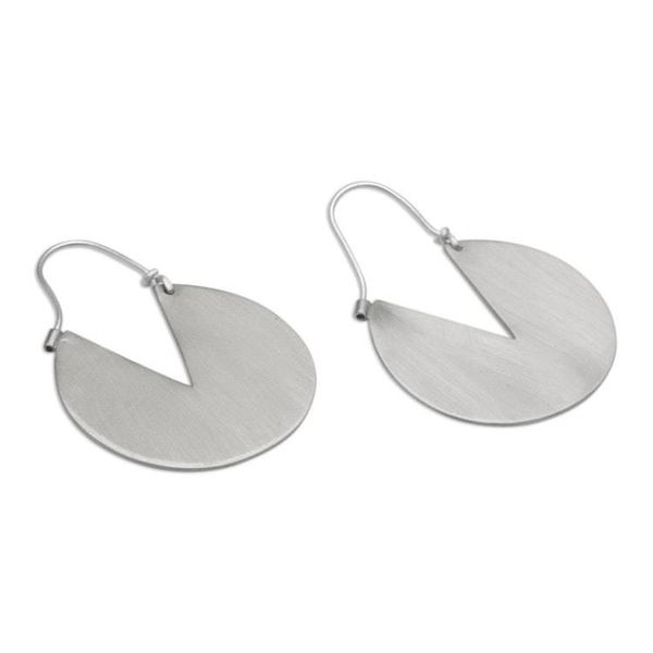 Alternate image for Modern Flat Sterling Silver Plated Brass Hoop Earrings Resourceful