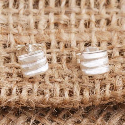Alternate image for Sterling Silver Stacked Bar Stud Earrings Navigate