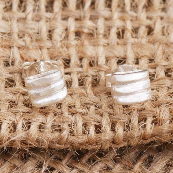 Alternate image for Sterling Silver Stacked Bar Stud Earrings Navigate