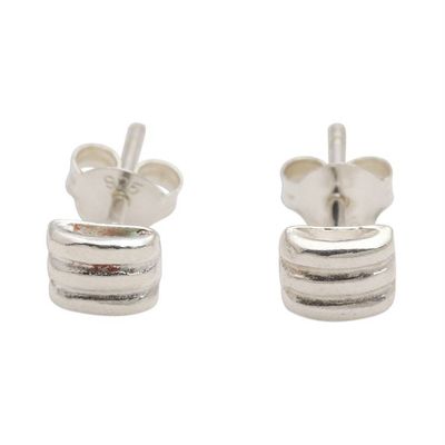 Alternate image for Sterling Silver Stacked Bar Stud Earrings Navigate