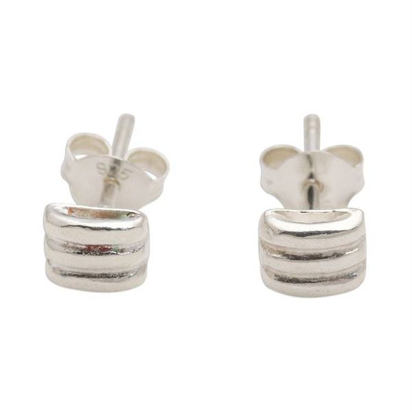 Alternate image for Sterling Silver Stacked Bar Stud Earrings Navigate