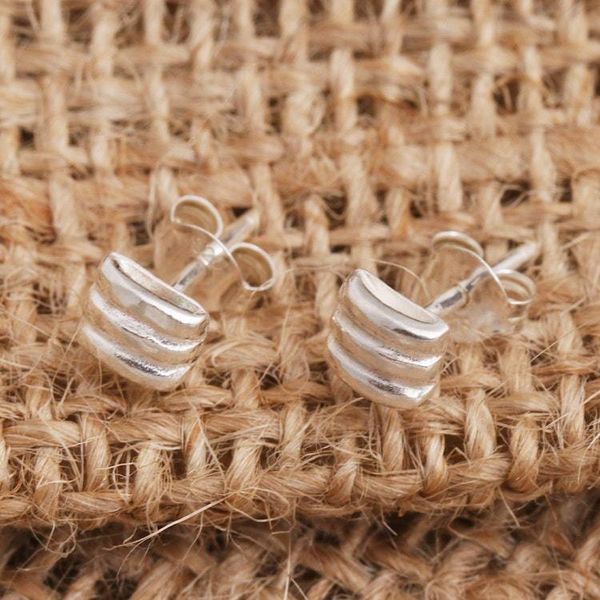 Alternate image for Sterling Silver Stacked Bar Stud Earrings Navigate