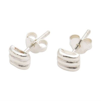 Alternate image for Sterling Silver Stacked Bar Stud Earrings Navigate