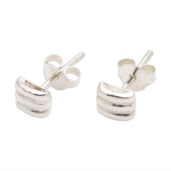 Alternate image for Sterling Silver Stacked Bar Stud Earrings Navigate