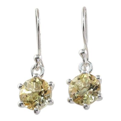 Alternate image for Sterling Silver and Citrine Earrings Artisan Jewelry Golden Solitaire