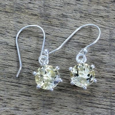 Alternate image for Sterling Silver and Citrine Earrings Artisan Jewelry Golden Solitaire