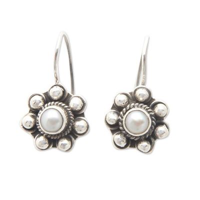 Alternate image for Polished Sterling Silver Drop Earrings with Cultured Pearls Innocence Planets