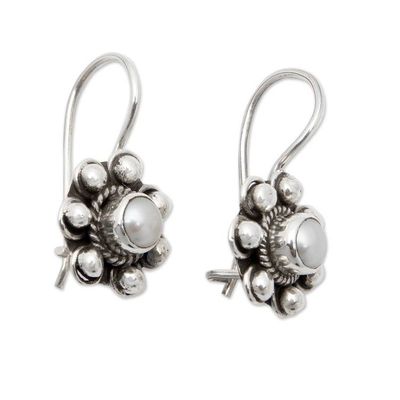 Alternate image for Polished Sterling Silver Drop Earrings with Cultured Pearls Innocence Planets