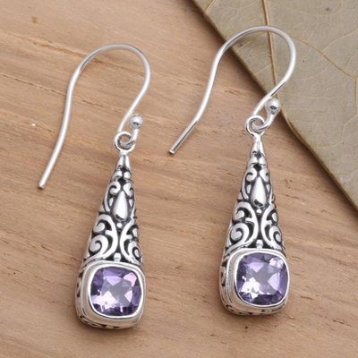 Primary image for Balinese Fair Trade Silver and Amethyst Earrings Expression of Joy