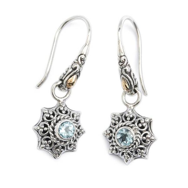 Alternate image for Sun-Inspired Gold-Accented Blue Topaz Silver Dangle Earrings Wise Sunshine Spirit