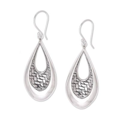 Alternate image for Sterling Silver Teardrop Bedeg Weave Dangle Earrings Woven Allure