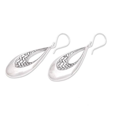 Alternate image for Sterling Silver Teardrop Bedeg Weave Dangle Earrings Woven Allure