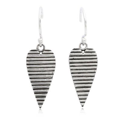 Alternate image for Semi-Abstract Heart-Shaped Sterling Silver Dangle Earrings Big Passion