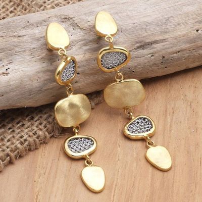 Alternate image for Hand Crafted Gold-Plated Brass Dangle Earrings Golden Eye
