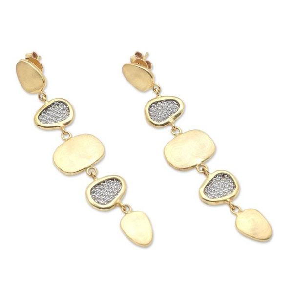 Alternate image for Hand Crafted Gold-Plated Brass Dangle Earrings Golden Eye