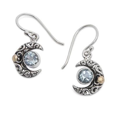Alternate image for 1-Carat Faceted Blue Topaz Dangle Earrings with Gold Accents A Night of Blue