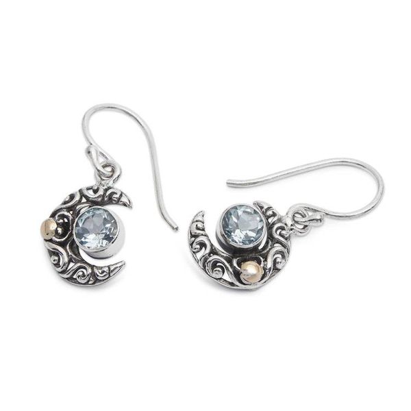 Alternate image for 1-Carat Faceted Blue Topaz Dangle Earrings with Gold Accents A Night of Blue