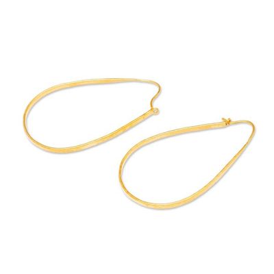 Alternate image for Modern 18k Gold-Plated Hoop Earrings with Hammered Finish Exquisite Textures