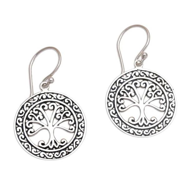 Alternate image for Handmade in Bali 925 Sterling Silver Tree Dangle Earrings Flourishing Forest