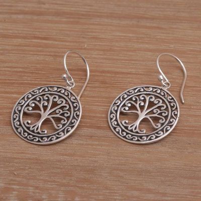 Alternate image for Handmade in Bali 925 Sterling Silver Tree Dangle Earrings Flourishing Forest