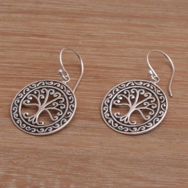 Alternate image for Handmade in Bali 925 Sterling Silver Tree Dangle Earrings Flourishing Forest