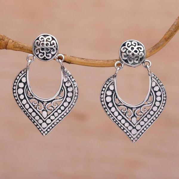 Alternate image for Handmade in Bali 925 Sterling Silver Dangle Earrings Royal Essence