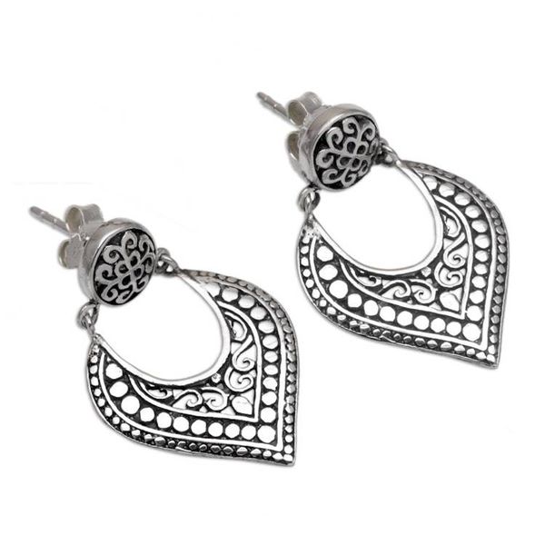 Alternate image for Handmade in Bali 925 Sterling Silver Dangle Earrings Royal Essence