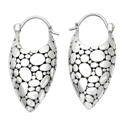 Alternate image for Modern Bubble-Patterned Sterling Silver Hoop Earrings Bubble Duchess