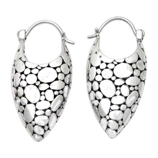 Alternate image for Modern Bubble-Patterned Sterling Silver Hoop Earrings Bubble Duchess