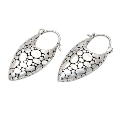 Alternate image for Modern Bubble-Patterned Sterling Silver Hoop Earrings Bubble Duchess