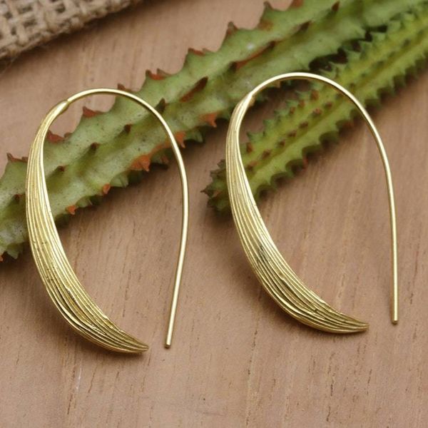 Alternate image for 18k Gold-Plated Modern Drop Earrings Crafted in Bali Growing Grass