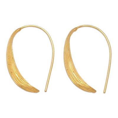 Alternate image for 18k Gold-Plated Modern Drop Earrings Crafted in Bali Growing Grass