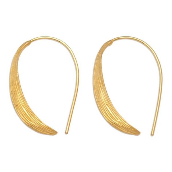 Alternate image for 18k Gold-Plated Modern Drop Earrings Crafted in Bali Growing Grass