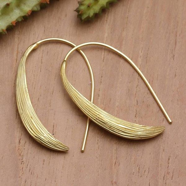 Alternate image for 18k Gold-Plated Modern Drop Earrings Crafted in Bali Growing Grass