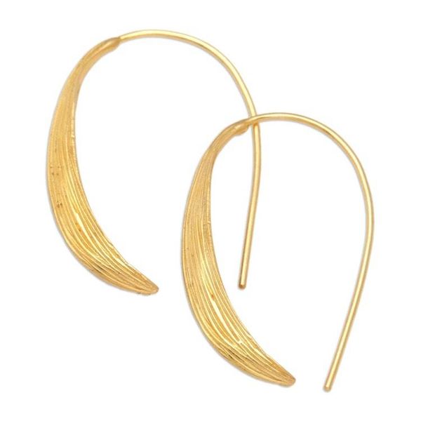 Alternate image for 18k Gold-Plated Modern Drop Earrings Crafted in Bali Growing Grass