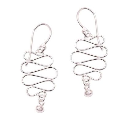 Alternate image for Wavy Sterling Silver Dangle Earrings Crafted in Bali Bali Current