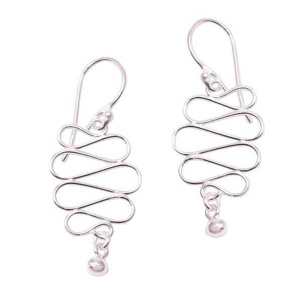 Alternate image for Wavy Sterling Silver Dangle Earrings Crafted in Bali Bali Current