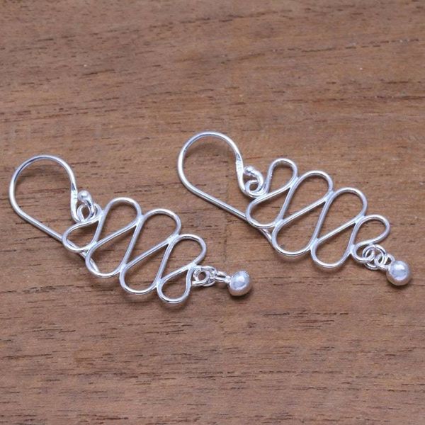 Alternate image for Wavy Sterling Silver Dangle Earrings Crafted in Bali Bali Current