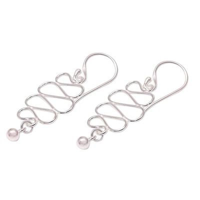 Alternate image for Wavy Sterling Silver Dangle Earrings Crafted in Bali Bali Current
