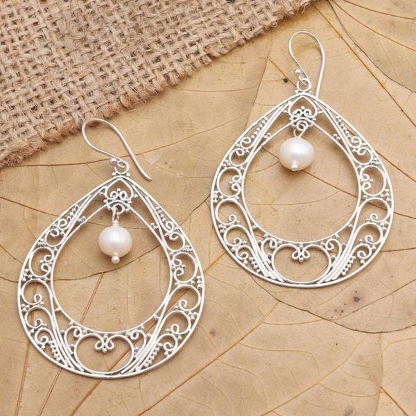 Alternate image for Sterling Silver and Cultured Pearl Dangle Earrings Keep Your Cool