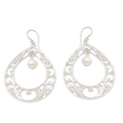 Alternate image for Sterling Silver and Cultured Pearl Dangle Earrings Keep Your Cool