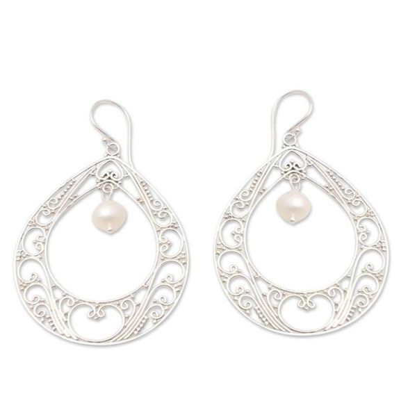 Alternate image for Sterling Silver and Cultured Pearl Dangle Earrings Keep Your Cool