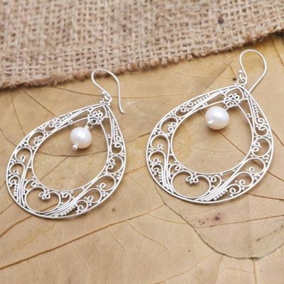 Alternate image for Sterling Silver and Cultured Pearl Dangle Earrings Keep Your Cool