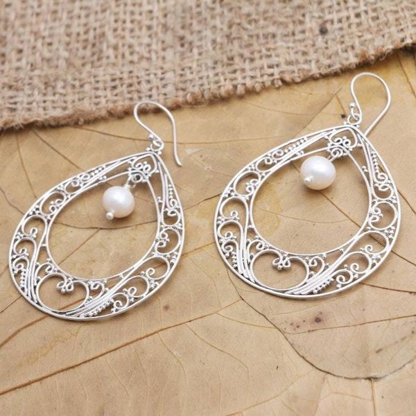 Alternate image for Sterling Silver and Cultured Pearl Dangle Earrings Keep Your Cool