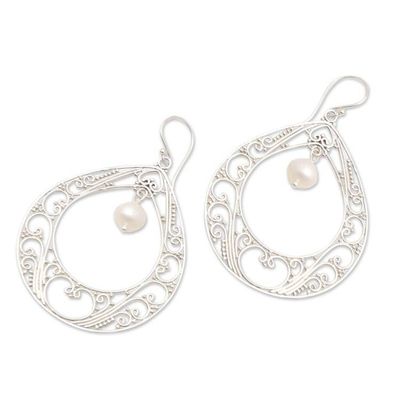 Alternate image for Sterling Silver and Cultured Pearl Dangle Earrings Keep Your Cool