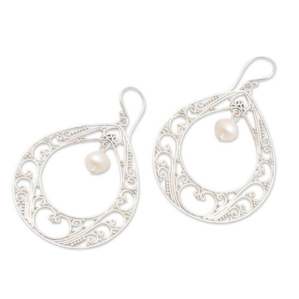 Alternate image for Sterling Silver and Cultured Pearl Dangle Earrings Keep Your Cool
