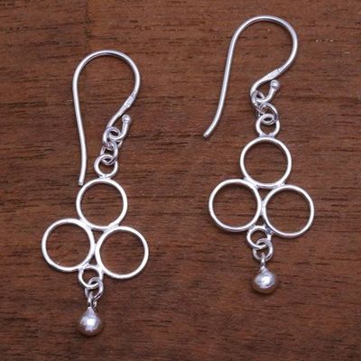Primary image for Circle Motif Sterling Silver Dangle Earrings from Bali Triple Circle